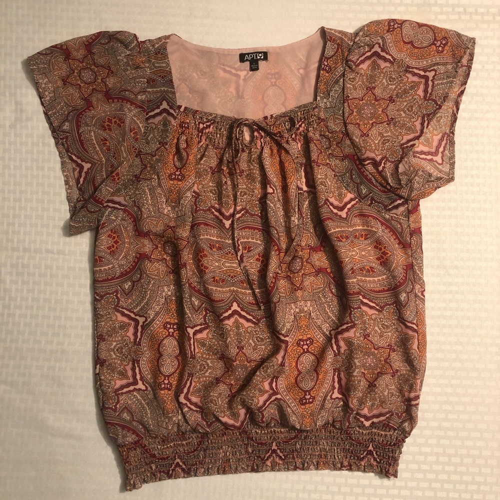 ⛄️ Large Apt. 9 pink patterned lined blouse.